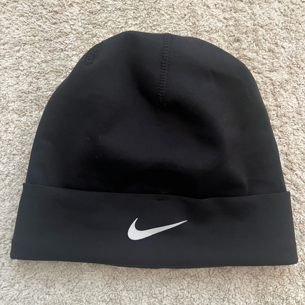 Nike Black Beanie with White Swoosh